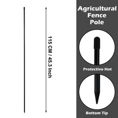 Electric Fence Posts Fiberglass 45.3 Inch 25 Pcs with 100 Pcs Loops Temporary