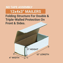 Shipping Boxes Small 12″L X 4″W X 3″H 50-Pack – Corrugated Cardboard Box for Mov