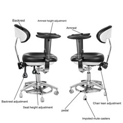 Imported PU Leather Dental 360° Mobile Dynamic Adjustable Chair with Armrest USA