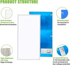 10PC 2×4 LED Flat Panel Light Fixture 5000K Daylight White Color 75W,110-277V AC