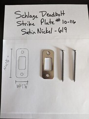 NEW SCHLAGE DEADBOLT REINFORCER STRIKE PLATE (3″ SCREWS) 1-1/8″ X 2-3/4″ NICKEL