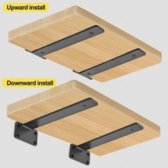 10 Pack – 10 Inch Black Hidden L Shelf Bracket Iron Floating Shelf Brackets