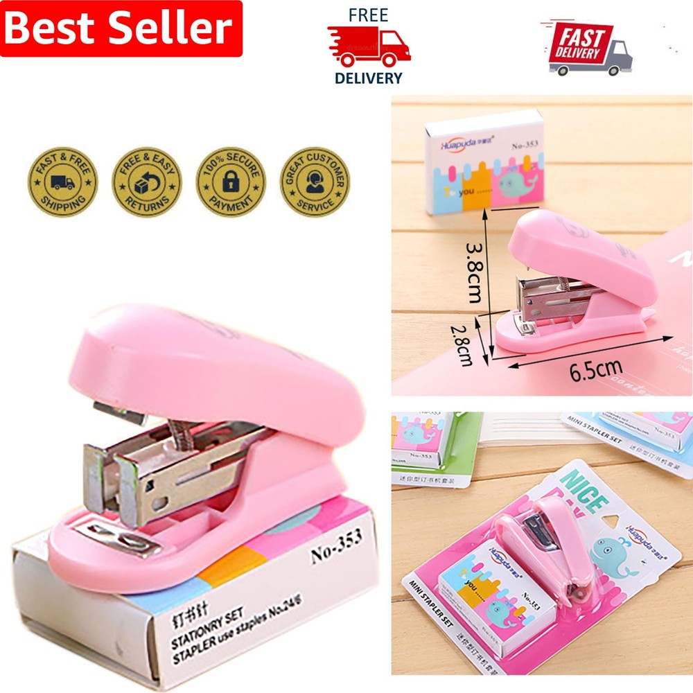 Modern Pink Stapler with Staple Remover – Compact for 20 Sheets & 400 Staples