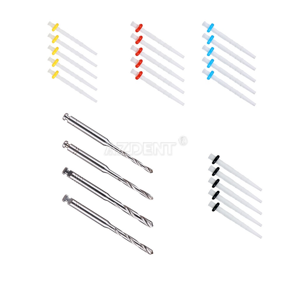 Dental Fiber Posts Resin High-intensity Screw Thread Glass 4 Drills AAA