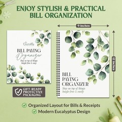 Decorably 14 Pages 9x12in Eucalyptus Monthly Bill 9×12 inches, Green