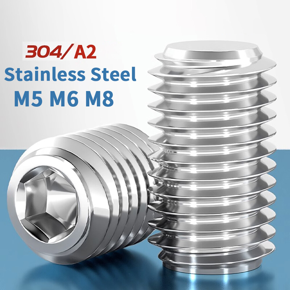 M5 M6 M8 A2 Stainless Steel Flat Point Grub Screws Allen Socket Bolts DIN 913