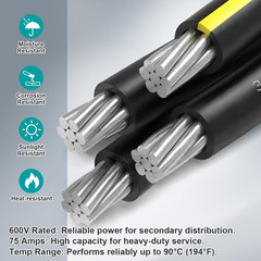 175Ft 4-4-4-4 Quadruplex Aluminum URD Cable 600V for Direct Burial Use