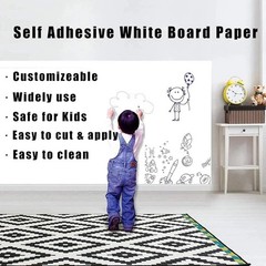 Self Adhesive White Board Paper – Dry Erase Wall Stickers Roll 17.7″ X 78.7″ (6.