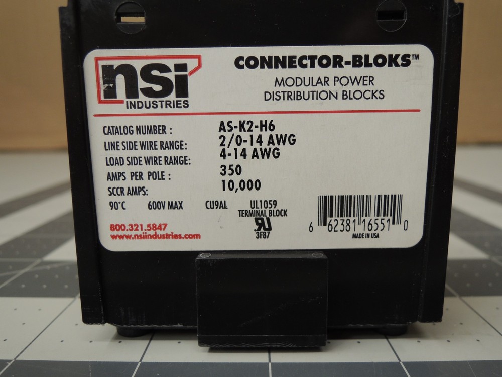 NSI AS-K2-H6 Modular Power Distribution (2) 2/0-14 Primary (6) 4-14 Secondary