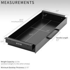VIVO Black 22″ Space Saver Sliding Under Desk Storage Drawer with Pull Handle