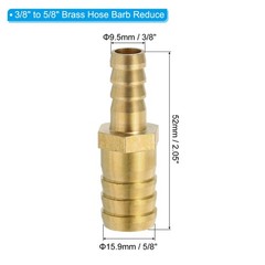 2Pcs 3/8″ to 5/8″ Brass Hose Barb Reducer w 4 Clamps for Air Water Fuel