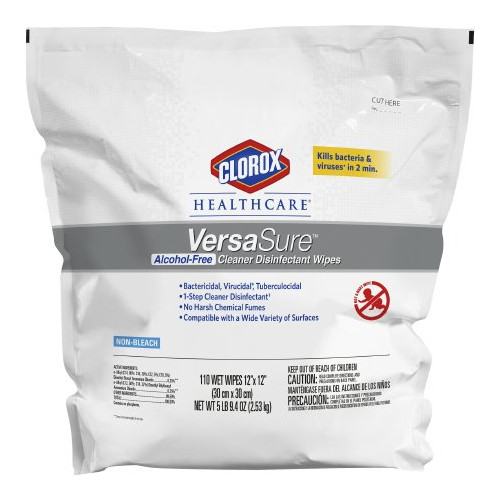 Clorox Healthcare 31761 VersaSure Alcohol Free Disinfectant Wipes 110/Pk