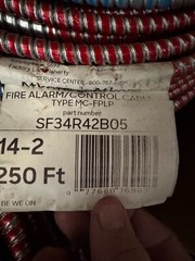 MC Glide Fire Alarm control cable,TYPE MC-FPLP, 14-2, 250 ft, PART No SF34R42B05