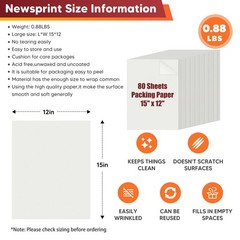 80 Sheets 15×12 Inch Packing Paper Sheets Newsprint Paper Packaging for Moving