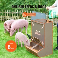 Uimoso Hog Feeder 3.7 Bushel Metal Double Door Pig Feeder Feeding up to 8 Hogs