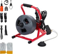 50Ft x 5/16″ Drain Cleaner Machine for 3/4″ to 3″ Pipe Drain Auger Sewer Snake