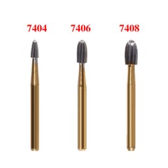 SANDENT 10pcs/pk Dental Trimming&Finishing Gold Carbide Bur FG 7404/7406/7408 st