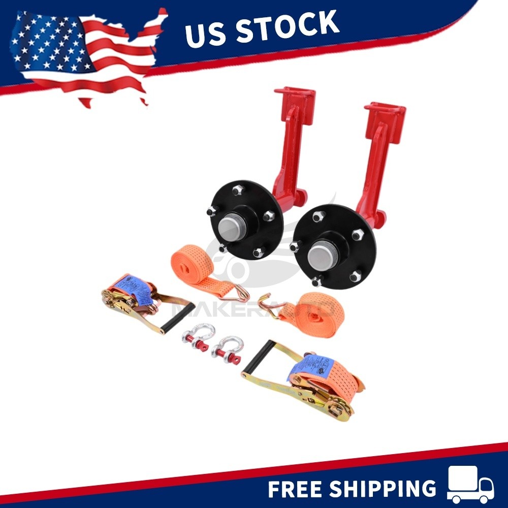 2Pack Shipping Container Wheels 5×5.5 Lug Wheels Kit with Ratchet Strap NEW