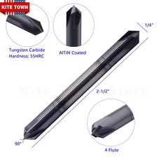 1/4″ 4 Flute 90 Degree Solid Carbide Chamfer Mill – Double End – AlTiN Coated