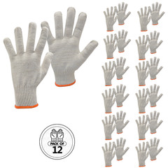 12 Pairs Poly Cotton String Knit Work Gloves for Warehouse GS-01