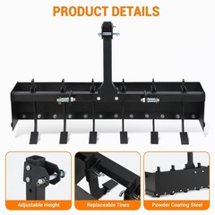 55″ Tow Behind Box Scraper 3-Point Quick Hitch Box Blade For Category 1 Tractor
