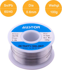 AUSTOR 60-40 Tin Lead Rosin Core Solder Wire for Electrical Soldering (0.6Mm, 10