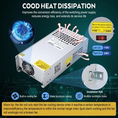 DC 12V 100A 1200W Switching Power Supply, 110V/220 V Power Supply AC to DC Co…