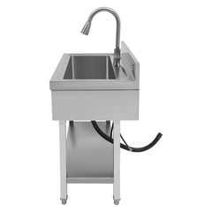 Used Commercial Sink Stainless Steel Sink Single Bowl Kitchen Sink w/ Faucet