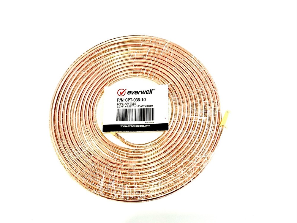 REFRIGERATION COPPER CAPILLARY TUBING 0.036″ (ID) x 0.087″ (OD) x10ft ASTM B-360