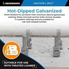 Sandbaggy 5/8″ x 12″ Threaded Concrete Anchor L-Bolts – Hot Dipped Galvanized