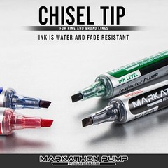 Pentel Markathon Pump Permanent Marker, Chisel Tip, Black Ink, 4 Pack