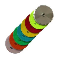6″ Dry Stone Polishing Set (7pc) #50 100 200 400 800 1500 3000 w Metal Backer