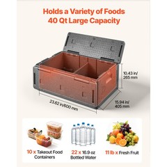 Uimoso 40Qt Foldable Insulated Food Pan Carrier Food Warmer Non-Electric EPP
