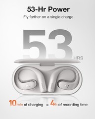 VIAIM OpenNote AI Recorder – Open Ear Earbuds with FlashRecord, Gray