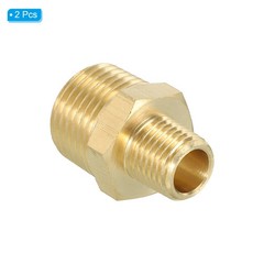 Brass Hex Nipple Pipe Fitting, 2 Pack 1/2″ NPT x 1/4″ NPT Male Couplings