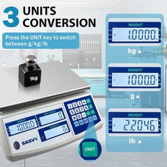 Industrial Counting Scale 66lb/30kg 0.1g lb/kg/g Digital 30kg 0.1g, blue