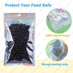 Smell Proof Mylar Holographic Bags Foil Pouch Resealable Clear Zip Food Storage