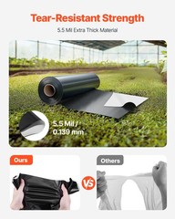 6Mil Plastic Sheeting Roll 10 x 100 FT Heavy Duty Film Black & White