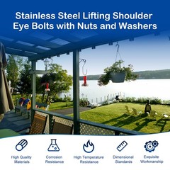 12 Pack M5 Stainless Eye Bolts with Nuts Washers, 0.45″(12mm) Thread Length