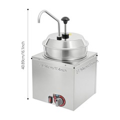7L/1.85Gal Cheese Dispenser with Pump Commercial Stainless Steel Cheese Warmer
