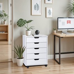 5 Drawer Dresser Rolling Clothing Storage Chest Beside Wall Mobile Store Clothes