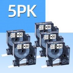 5PK For Dymo D1 Black on White S0720530 Label Tape Cassette 45013 1/2″ 12mm 160