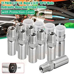 12PCS Hydraulic Hose End Fitting 1/4″ Hose x 3/8″ NPTF Male w/ Protection Cover