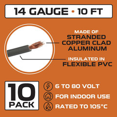 14 Gauge Automotive Wire – 10 Roll, 10 Ft per Roll | 14 AWG Primary Wire, Copper