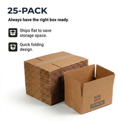 BOX USA Shipping Boxes Medium 12″L x 9″W x 4″H 12x9x4” Saver (25-Pack), Kraft
