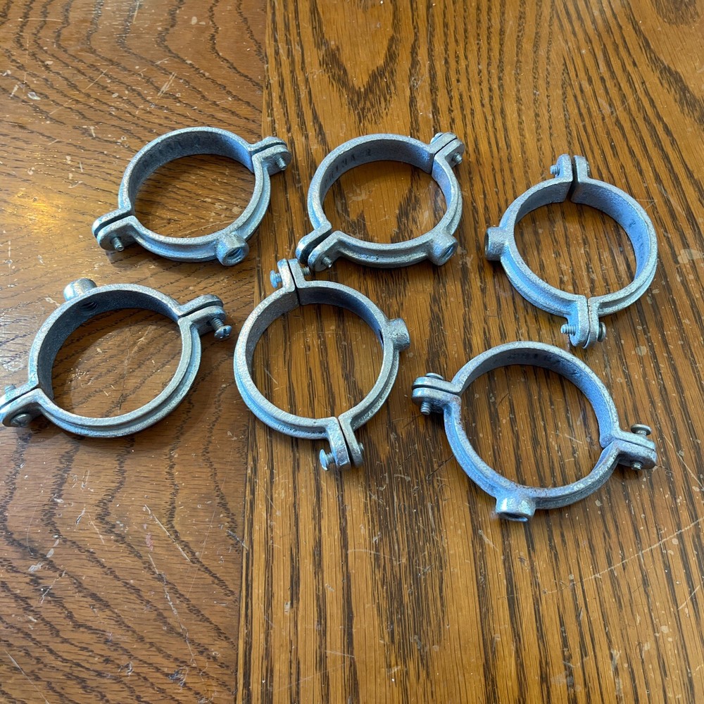 2-1/4″ – 2-1/2” Road Hinged Galvanized Split Ring Pipe Hanger Clamp Qty-6 (NEW)