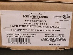Keystone KTSB-E-0824-23-1-S 120V SMART WIRE 2 AND 3 LAMP SIGN BALLAST (HO LAMPS)