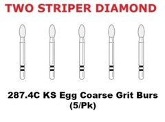 Premier Dental TWO STRIPER Diamond 287.4C KS Egg Coarse Grit Burs (5/pk)