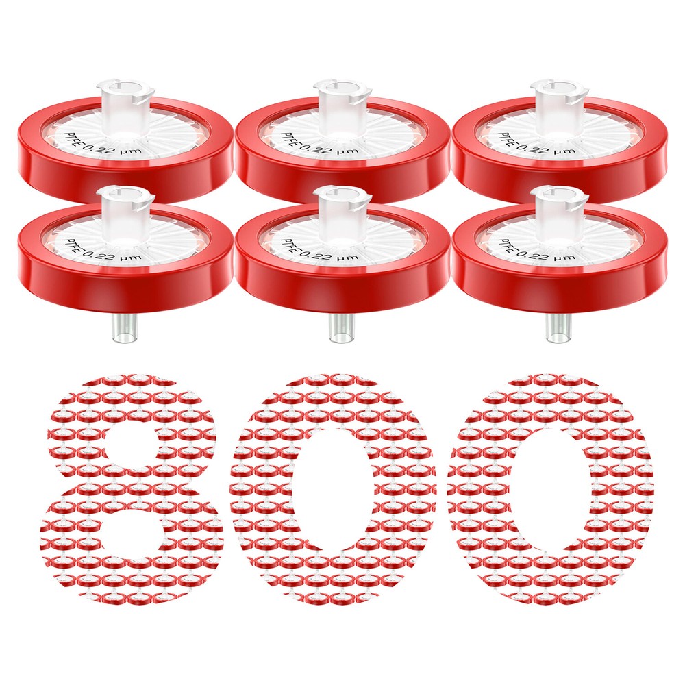 800PCS PTFE Membrane Syringe Filters 25mm Diameter 0.22um Pore Size Hydrophobic