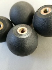 (4) M6x1.0x37 od 6mmx1.0mmx37mmOD Female Thread Plastic Round Knob Black